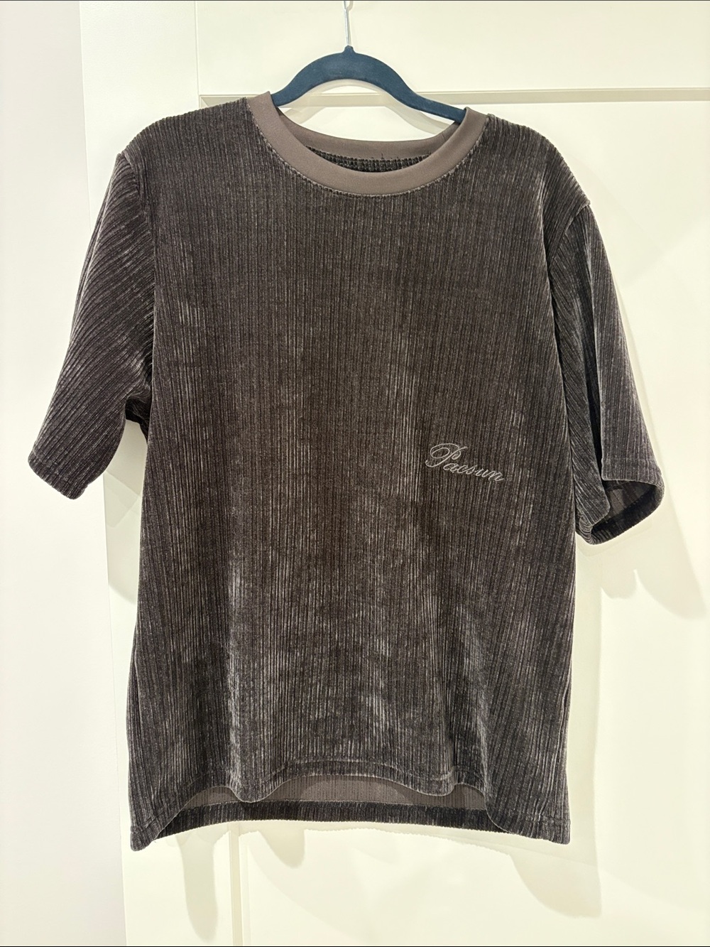 PacSun Ribbed Velvet Short-Sleeve Tee in Dark Brown